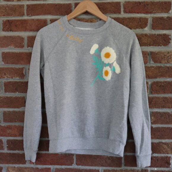 Lucky Brand Tops - lucky brand daisy sweatshirt * crew neck * size XS * embroidered * euc